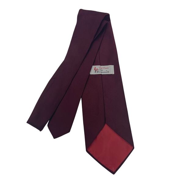 Vintage Del Sarto Beau Brummell Solid Wine Red Textured Mens Neck Tie Necktie - Picture 3 of 3